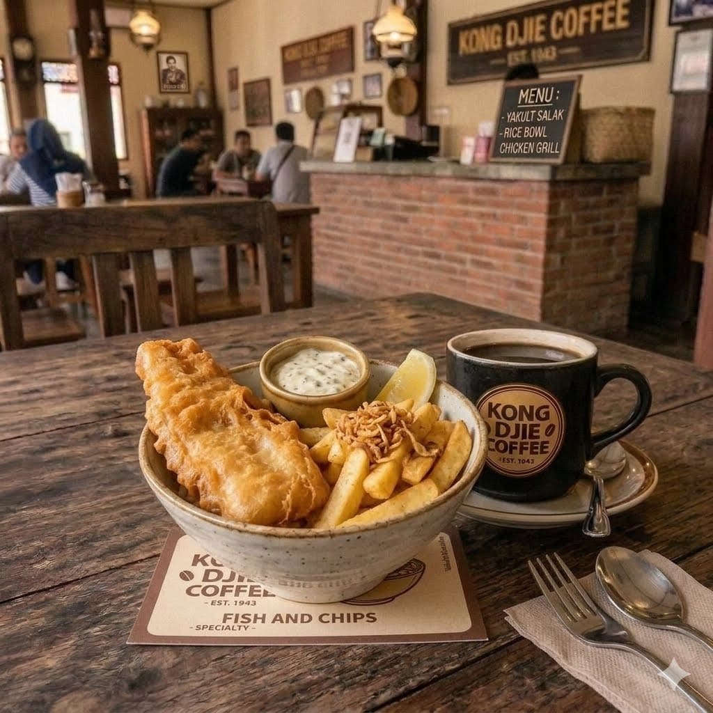 FISH AND CHIPS Kedai Kopi Kong Djie